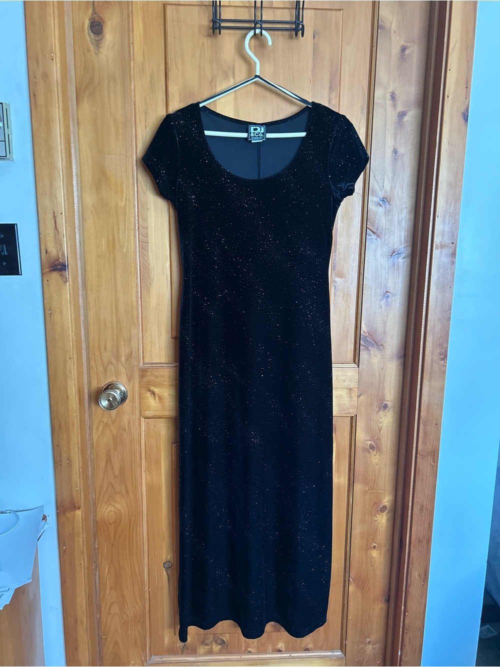 Vintage Dawn Joy Velvet Maxi Dress Glitter Infused Scoop Neck 90s Whimsigoth